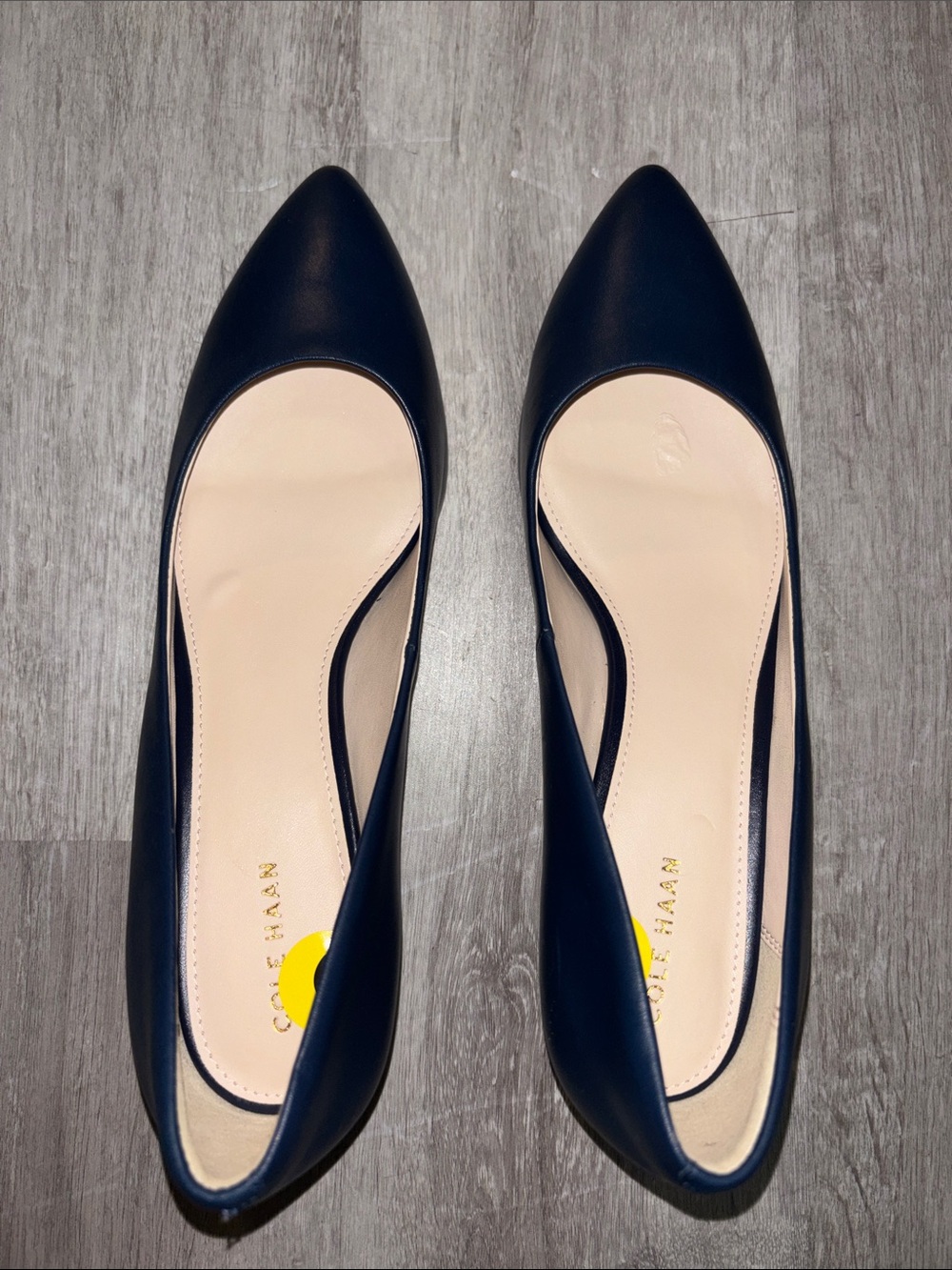 Cole Haan Navy Pointed-Toe Leather Flats